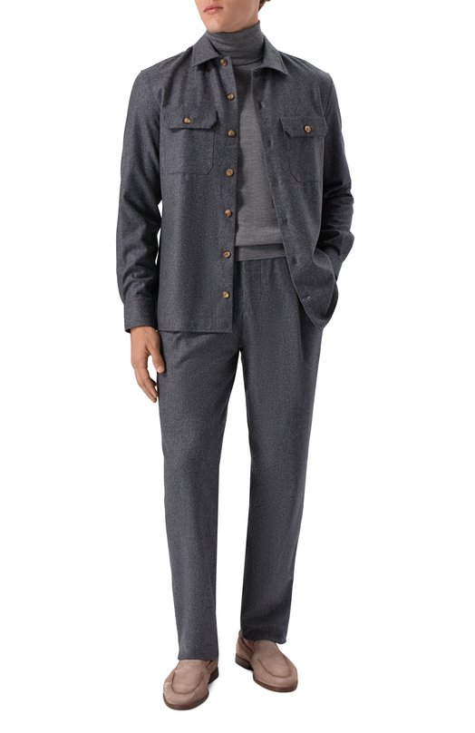 Шерстяная рубашка Brunello Cucinelli M038P0720 Серый  M038P0720 Фото 2