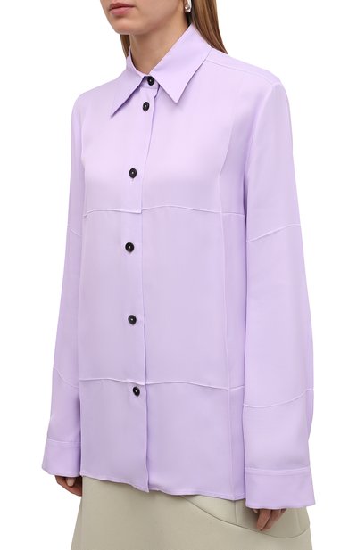 Рубашка из вискозы JIL SANDER сиреневого цвета по цене 96200 руб., арт. JSWT605306-WT381500, фото 3 Рубашка из вискозы JIL SANDER, арт. JSWT605306-WT381500, фото 3