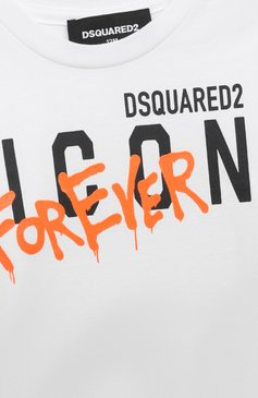 Детский хлопковая футболка DSQUARED2 белого цвета, арт. DQ0920-D00MM | Фото 3 (Материал сплава: Проставлено; Нос: Не проставлено; Материал внешний: Хлопок; Кросс-КТ НВ: Футболка)