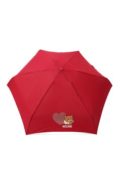 Женский складной зонт MOSCHINO красного цвета, арт. 8188-SUPERMINIC | Фото 1 (Нос: Не проставлено; Материал: Синтетический материал, Текстиль; Тематический товар: Teddy Bear)