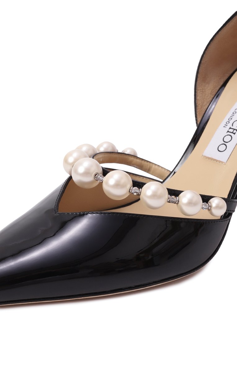 Женские лакированные туфли aurelie 85 JIMMY CHOO черного цвета, арт. AURELIE 85/XKM | Фото 7 (Материал внешний: Натуральная кожа; Подошва: Плоская; Каблук высота: Высокий; Материал внутренний: Натуральная кожа; Каблук тип: Шпилька; Автоматизация состава: Проставлено; Автоматизация ТО: Проставлено)