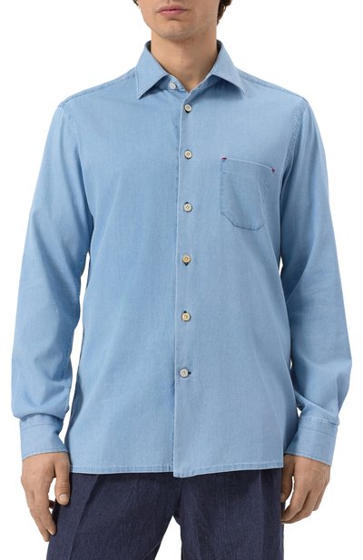 Джинсовая рубашка KITON голубого цвета по цене 69950 руб., арт. UMCNERH0922703, фото 3 Джинсовая рубашка KITON, арт. UMCNERH0922703, фото 3