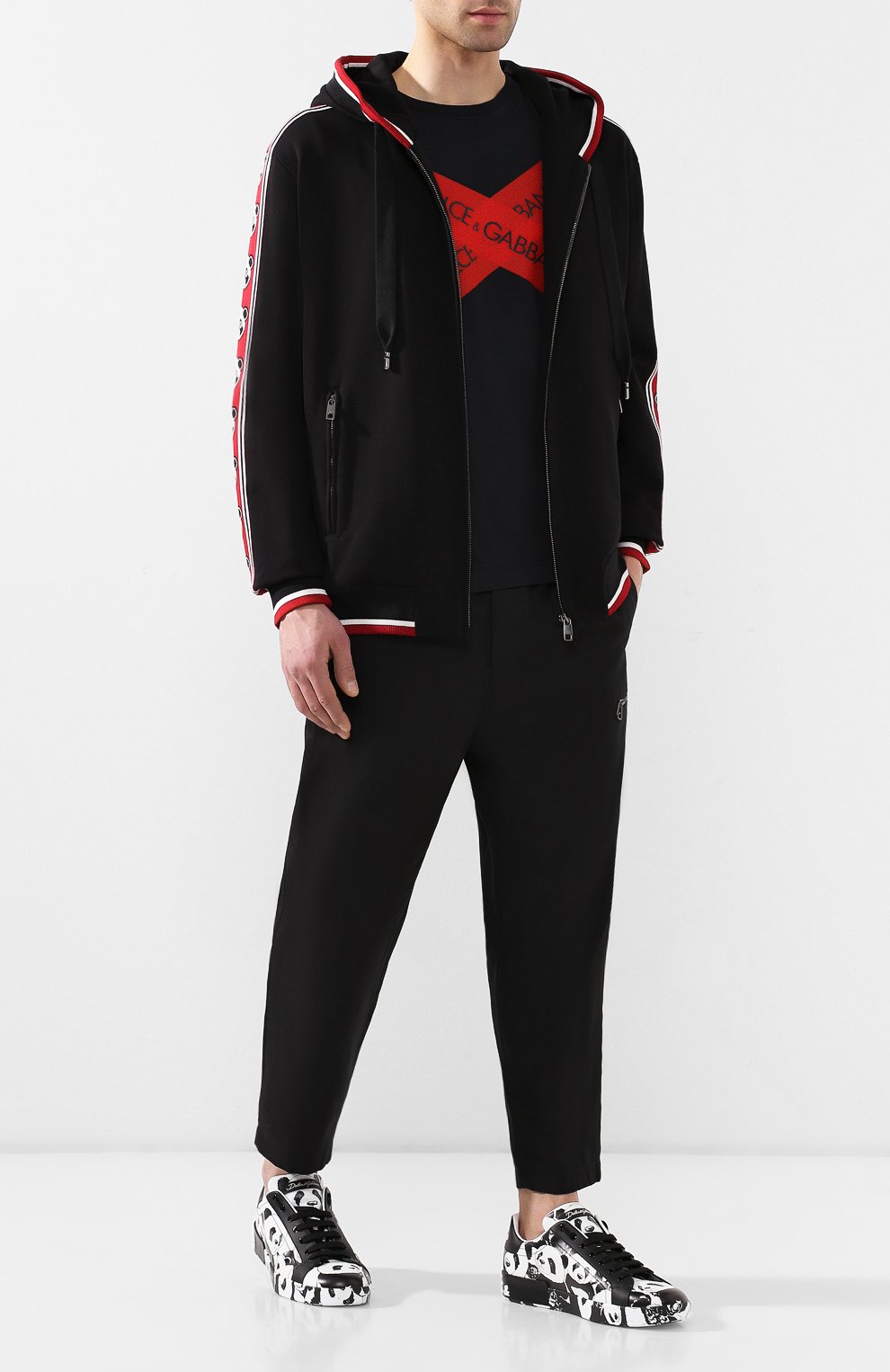 Кожаные кеды portofino DOLCE & GABBANA черно-белого цвета по цене 93250 руб., арт. CS1570/AZ311, фото 2 Кожаные кеды portofino DOLCE & GABBANA, арт. CS1570/AZ311, фото 2