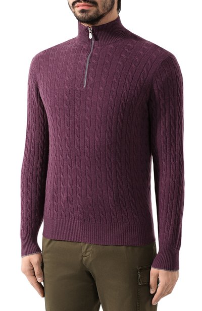Кашемировый джемпер BRUNELLO CUCINELLI фиолетового цвета по цене 135000 руб., арт. M2226454, фото 3 Кашемировый джемпер BRUNELLO CUCINELLI, арт. M2226454, фото 3