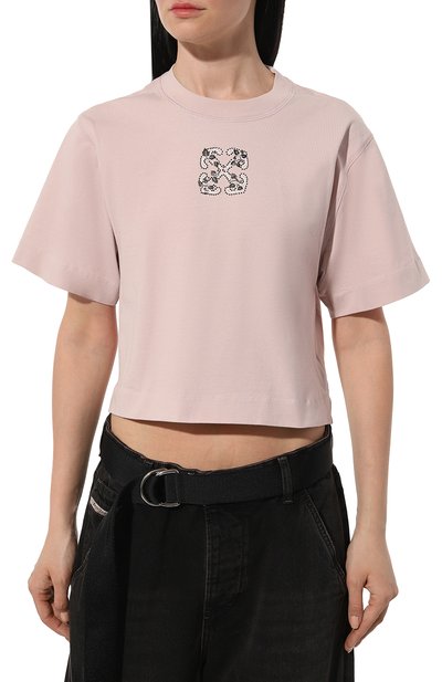 Хлопковая футболка OFF-WHITE розового цвета по цене 33850 руб., арт. 0WAA090S24JER005, фото 3 Хлопковая футболка OFF-WHITE, арт. 0WAA090S24JER005, фото 3