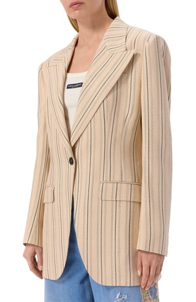 Жакет из вискозы DOLCE & GABBANA бежевого цвета по цене 429000 руб., арт. F29W0T/FR8AC, фото 3 Жакет из вискозы DOLCE & GABBANA, арт. F29W0T/FR8AC, фото 3