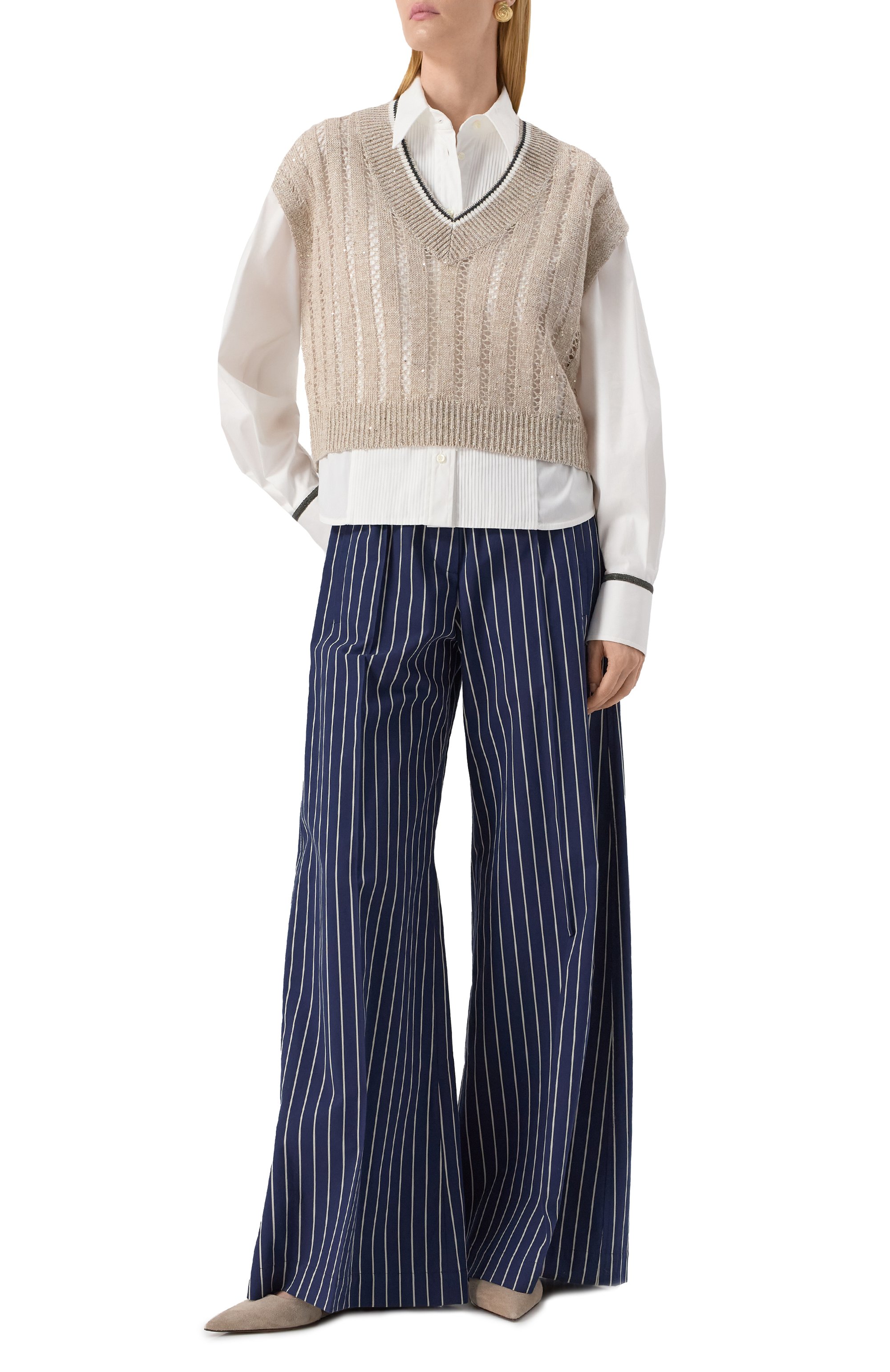 Льняной жилет BRUNELLO CUCINELLI бежевого цвета по цене 125500 руб., арт. MC0559412, фото 2 Льняной жилет BRUNELLO CUCINELLI, арт. MC0559412, фото 2