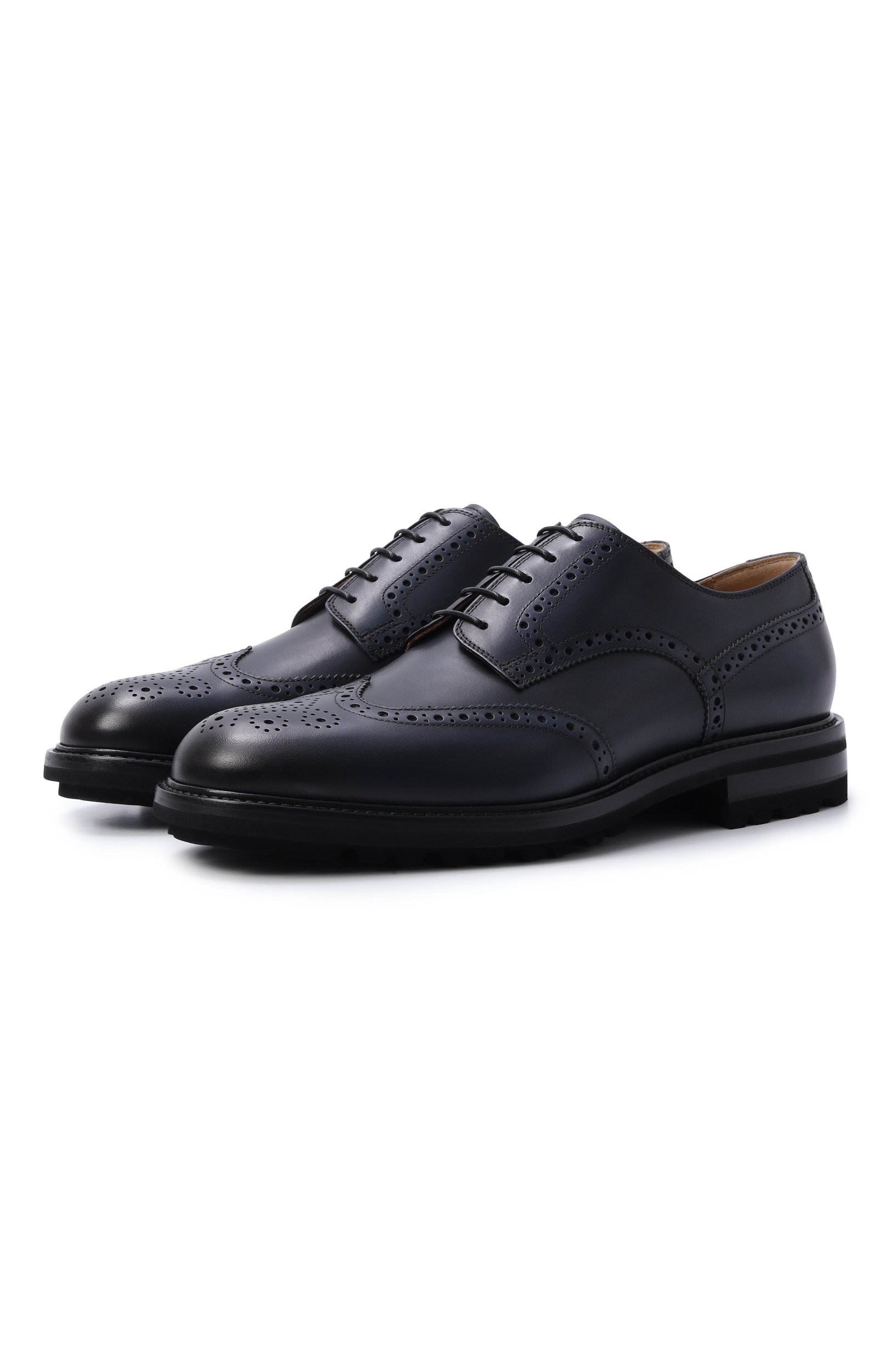 Кожаные дерби KITON темно-синего цвета по цене 146500 руб., арт. USSA465N01508, фото 1 Кожаные дерби KITON, арт. USSA465N01508, фото 1