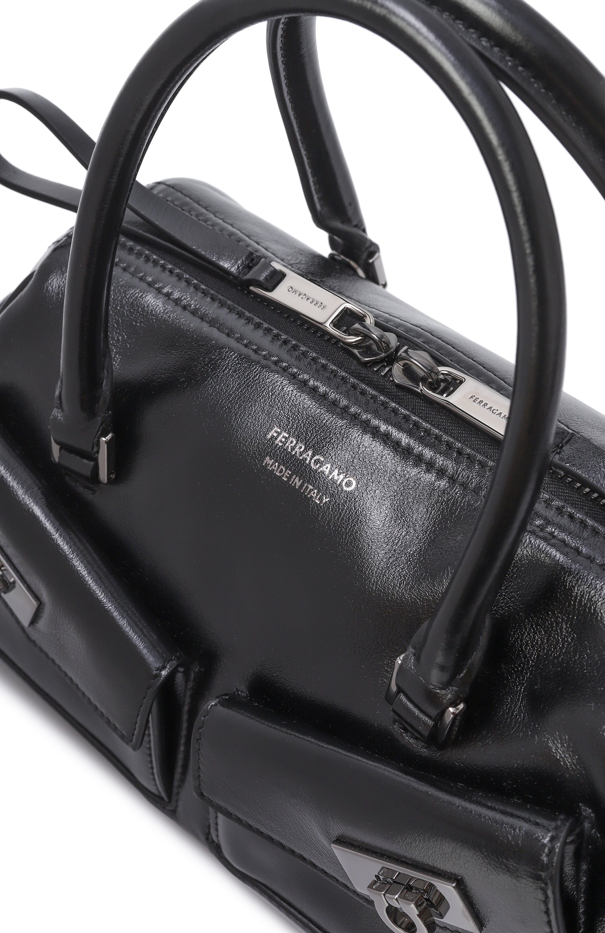 Сумка multipocket bowling small FERRAGAMO черного цвета по цене 270500 руб., арт. 21A228/786980, фото 3 Сумка multipocket bowling small FERRAGAMO, арт. 21A228/786980, фото 3