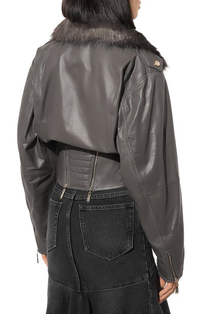 Кожаная куртка BLUGIRL серого цвета по цене 68300 руб., арт. RF4098/P0356, фото 4 Кожаная куртка BLUGIRL, арт. RF4098/P0356, фото 4