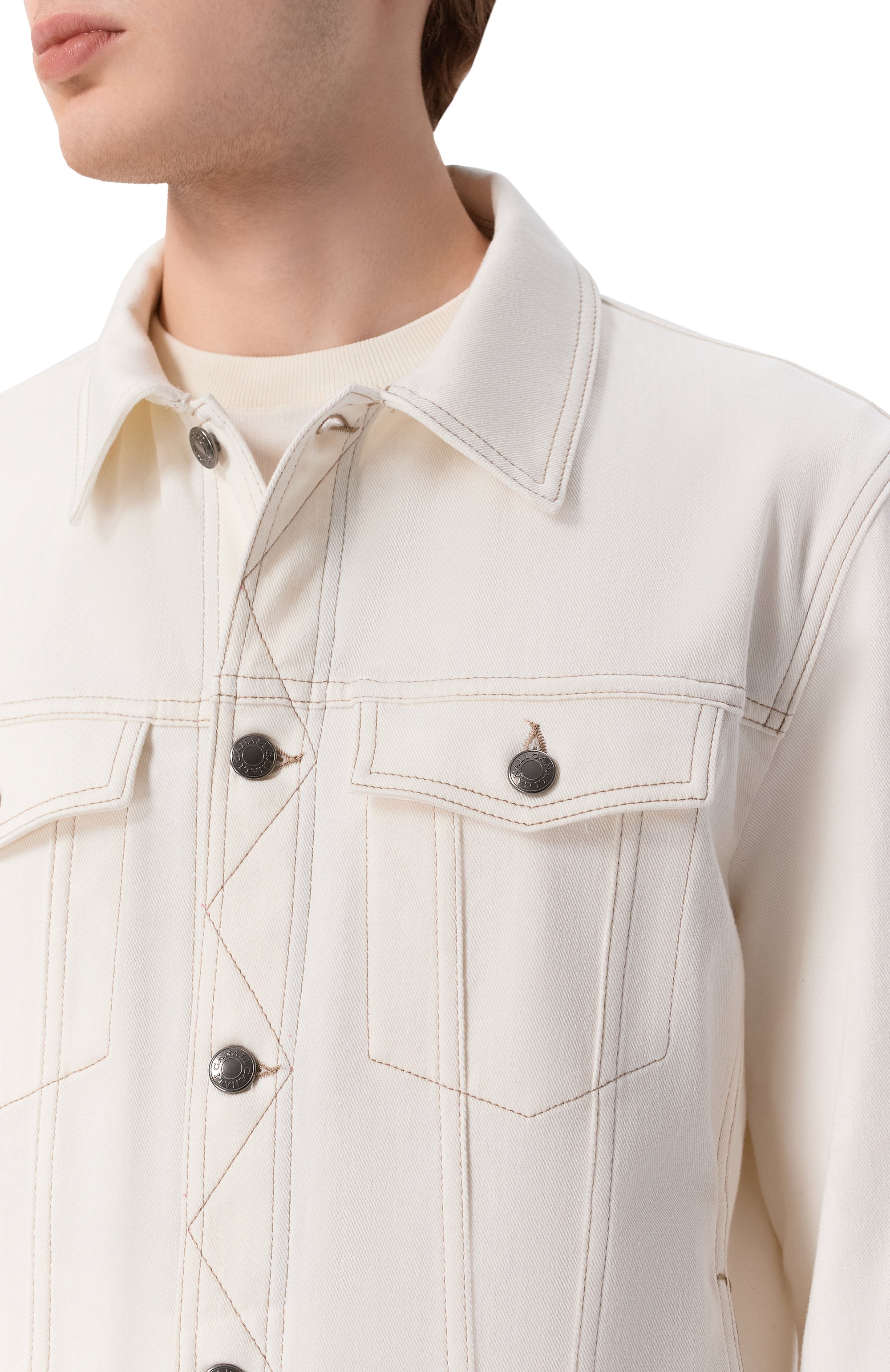 Джинсовая куртка CANALI белого цвета по цене 122500 руб., арт. 041083/PD01637, фото 5 Джинсовая куртка CANALI, арт. 041083/PD01637, фото 5