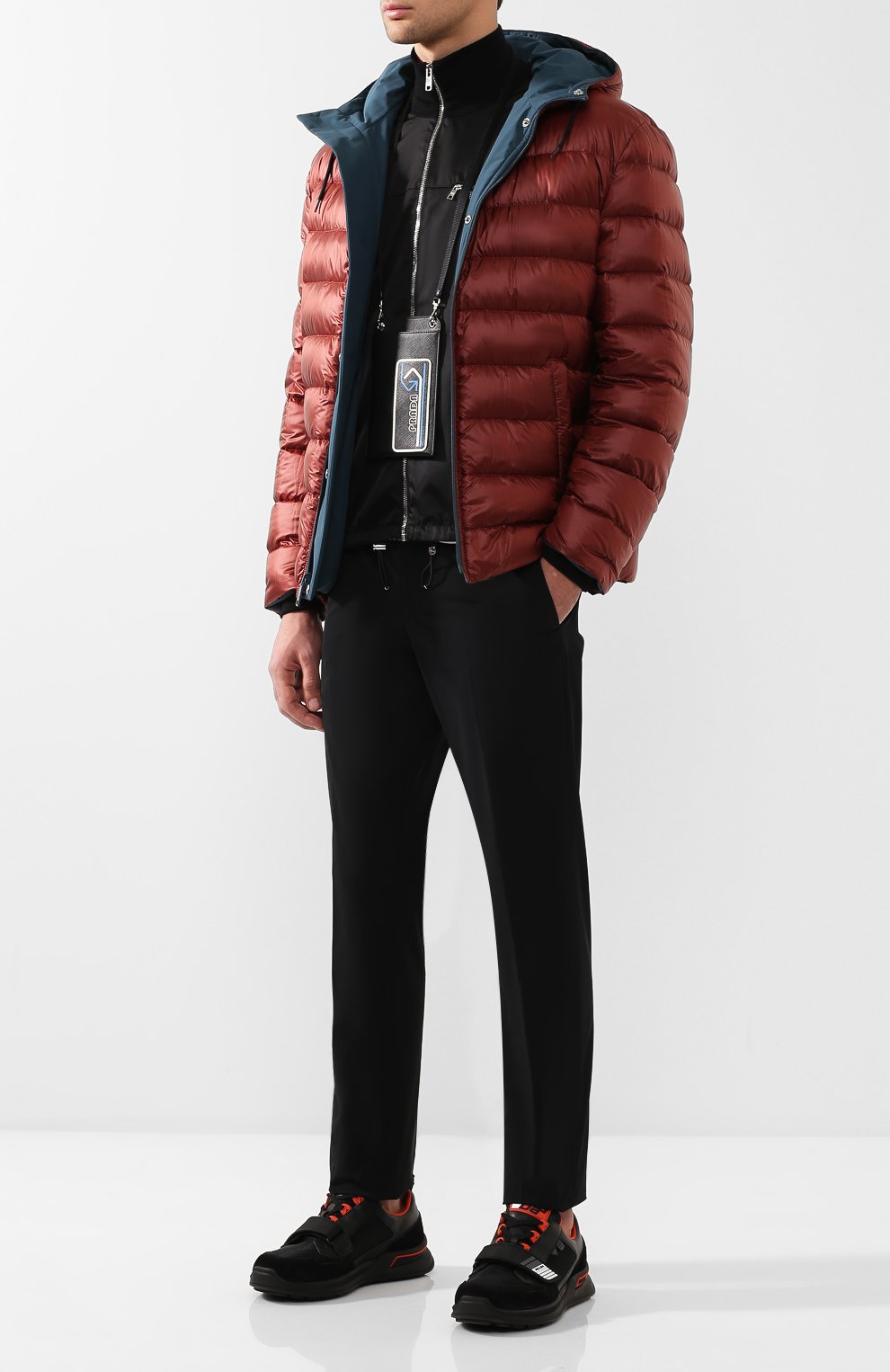 Текстильные кроссовки на шнуровке с застежкой велькро PRADA, арт. 2EG266-3V71-F0G5P, фото 2