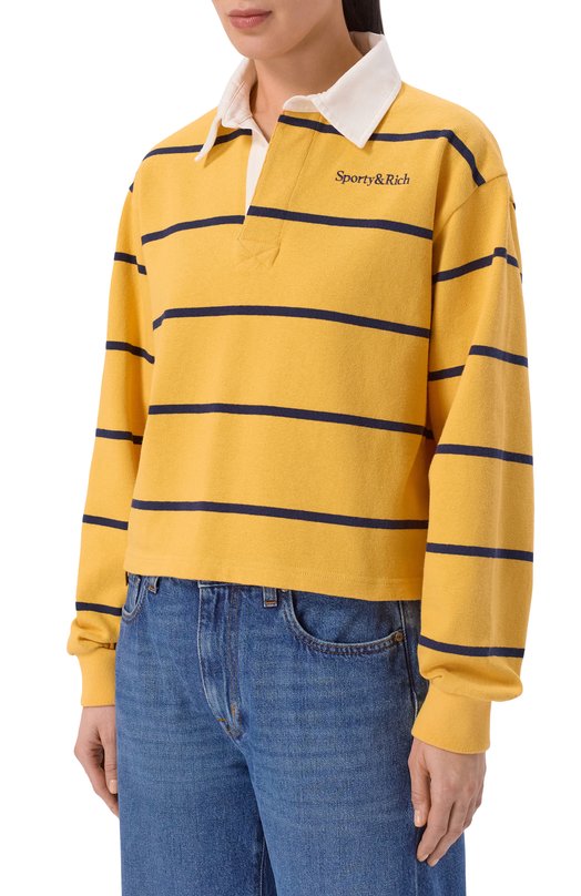 Хлопковое поло Sporty and Rich ST008623000R28 Жёлтый  ST008623000R28 Фото 3