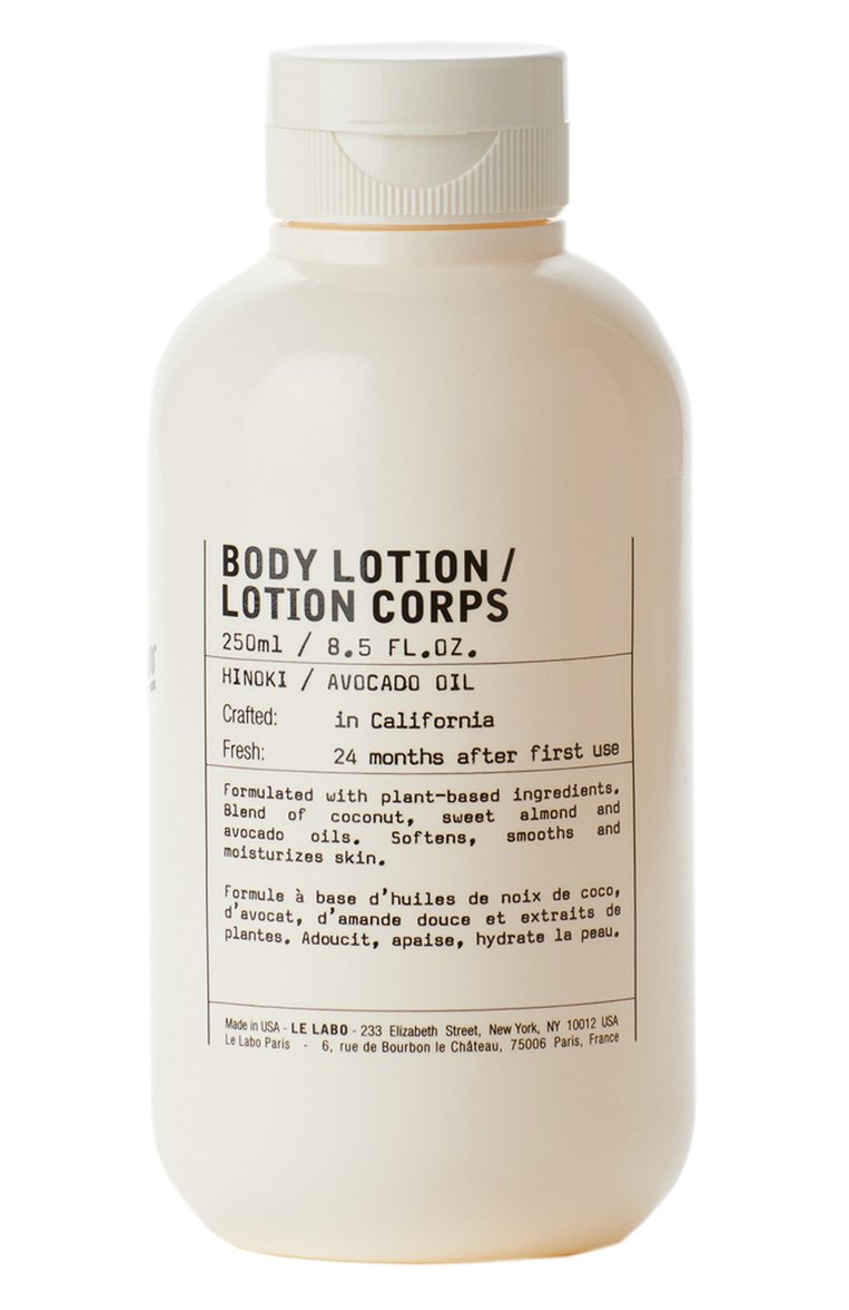Лосьон для тела hinoki (250ml) LE LABO бесцветного цвета, арт. 842185102335 | Фото 1 (Статус проверки: Проверена категория; Тип продукта: Лосьоны; Назначение: Для тела; Региональные ограничения белый список (Axapta Mercury): Не проставлено; Нос: Не проставлено; Косметика кросс-кт: Уход У)