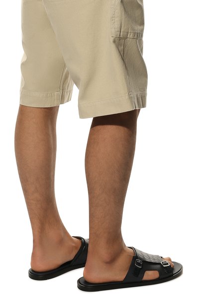 Шлепанцы из кожи аллигатора SANTONI темно-синего цвета по цене 75250 руб., арт. MCEG16723HC6VNEBU60/AMIS, фото 3 Шлепанцы из кожи аллигатора SANTONI, арт. MCEG16723HC6VNEBU60/AMIS, фото 3