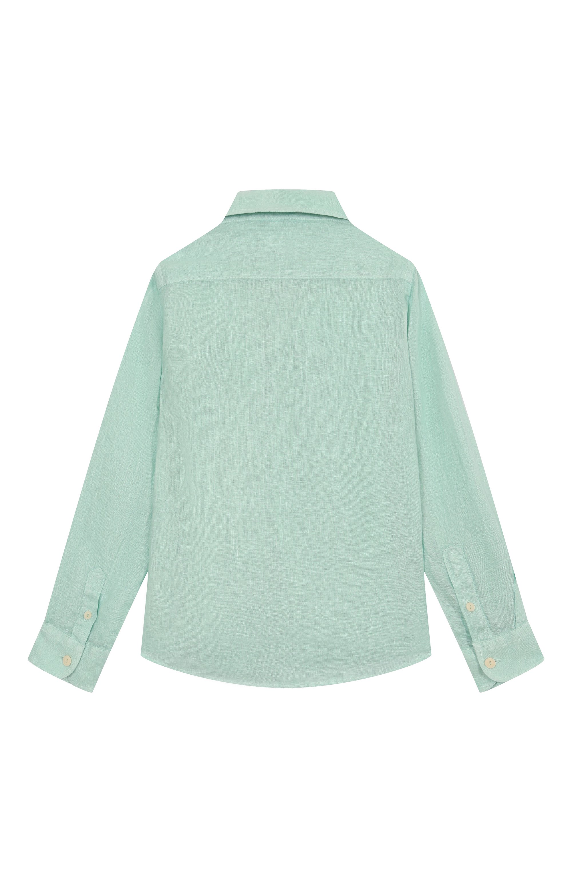 Льняная рубашка MC2 SAINT BARTH светло-зеленого цвета по цене 14300 руб., арт. AGNES/00308H, фото 2 Льняная рубашка MC2 SAINT BARTH, арт. AGNES/00308H, фото 2