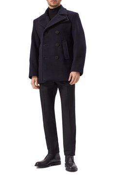 Мужской шерстяное пальто BURBERRY темно-синего цвета, арт. 8104037 | Фото 2 (Длина (верхняя одежда): Короткие; Материал подклада: Купро; Рукава: Длинные; Материал внешний: Шерсть; Мужское Кросс-КТ: пальто-верхняя одежда; 1-2-бортные: Двубортные; Стили: Кэжуэл)
