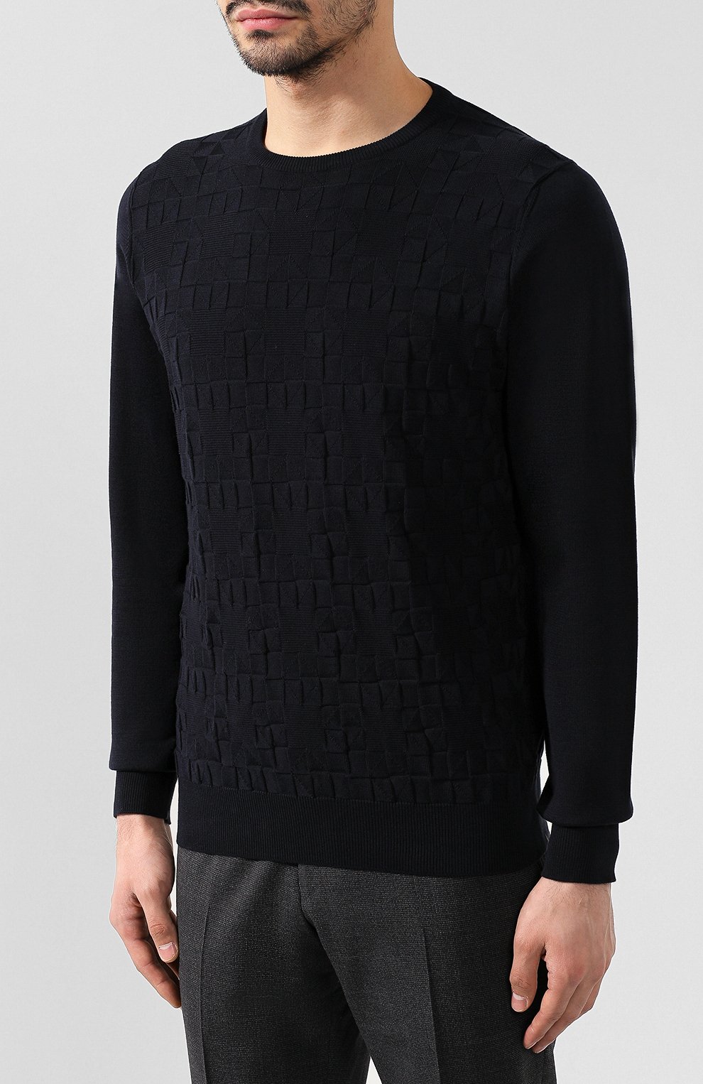 Хлопковый джемпер FIORONI темно-синего цвета по цене 49900 руб., арт. M18210A1, фото 3 Хлопковый джемпер FIORONI, арт. M18210A1, фото 3