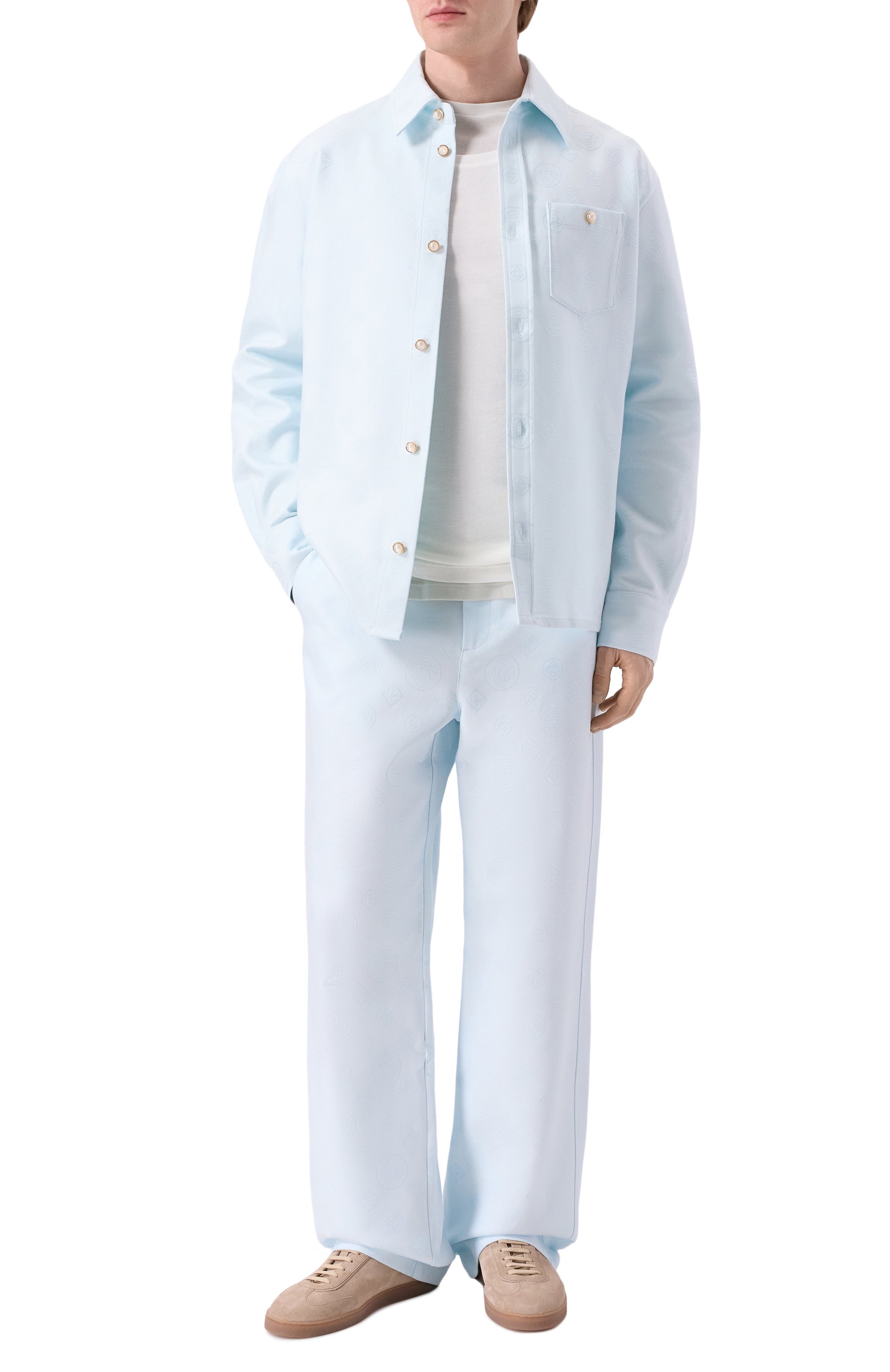 Хлопковые брюки CASABLANCA светло-голубого цвета по цене 121500 руб., арт. M-AW25-TR-350-01, фото 2 Хлопковые брюки CASABLANCA, арт. M-AW25-TR-350-01, фото 2