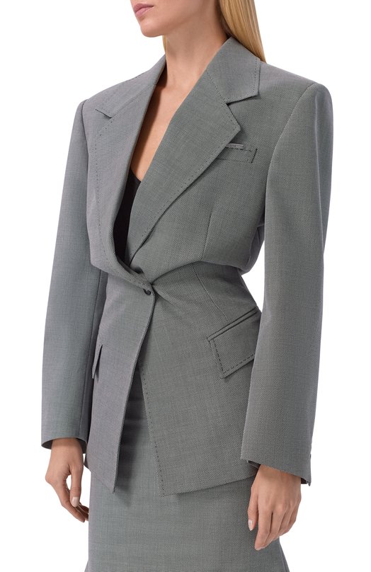 Жакет из шерсти и хлопка The Attico 260WCG00093/WWC002AA Серый  260WCG00093/WWC002AA Фото 3