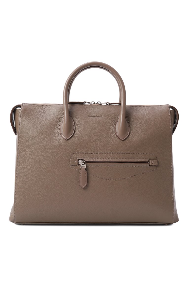 Мужская портфель SANTONI бежевого цвета, арт. UFBGA2715EN-AVGP | Фото 1 (Размер: large; Драгоценные камни: Проставлено; Материал сплава: Проставлено; Ремень/цепочка: На ремешке; Материал: Натуральная кожа; Сумки-технические: Портфели)