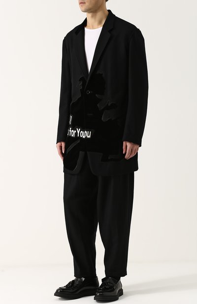 Удлиненный пиджак из смеси шерсти и хлопка с аппликацией YOHJI YAMAMOTO, арт. HK-J36-120, фото 2
