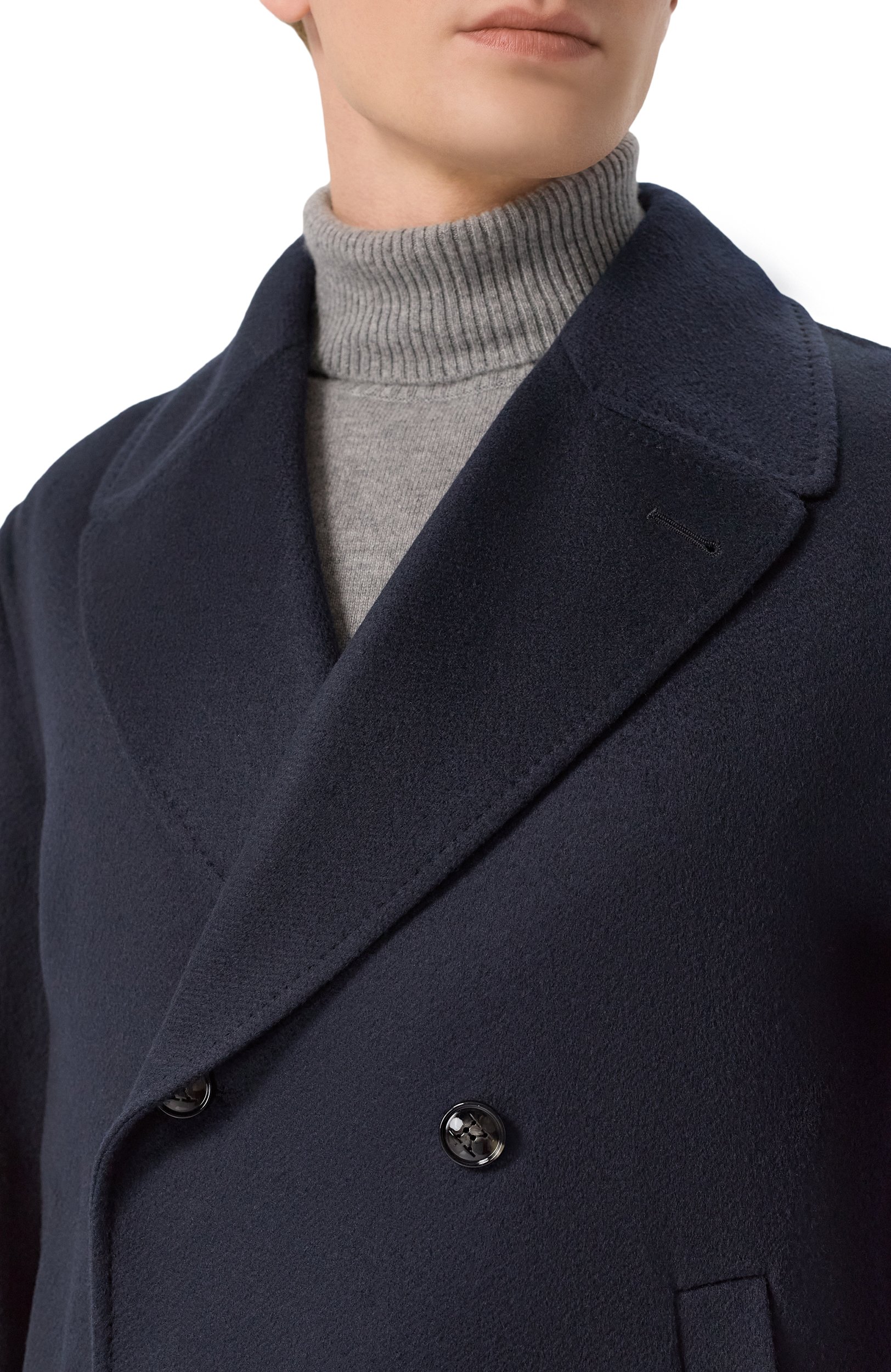 Кашемировое пальто KITON темно-синего цвета по цене 1045000 руб., арт. UW2471V0409L, фото 5 Кашемировое пальто KITON, арт. UW2471V0409L, фото 5