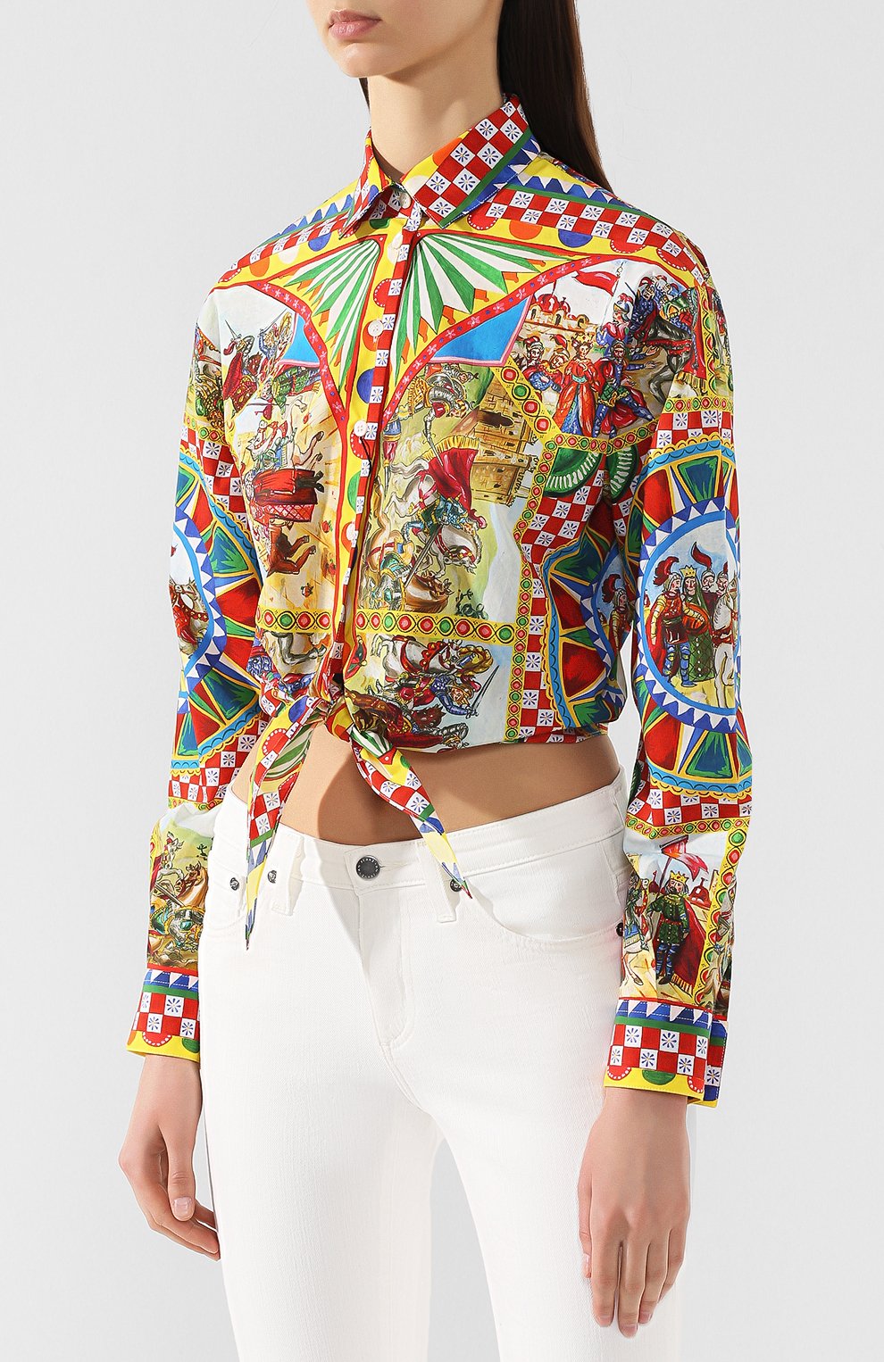 Хлопковая рубашка DOLCE & GABBANA желтого цвета по цене 85700 руб., арт. F5K68T/HP5VX, фото 3 Хлопковая рубашка DOLCE & GABBANA, арт. F5K68T/HP5VX, фото 3