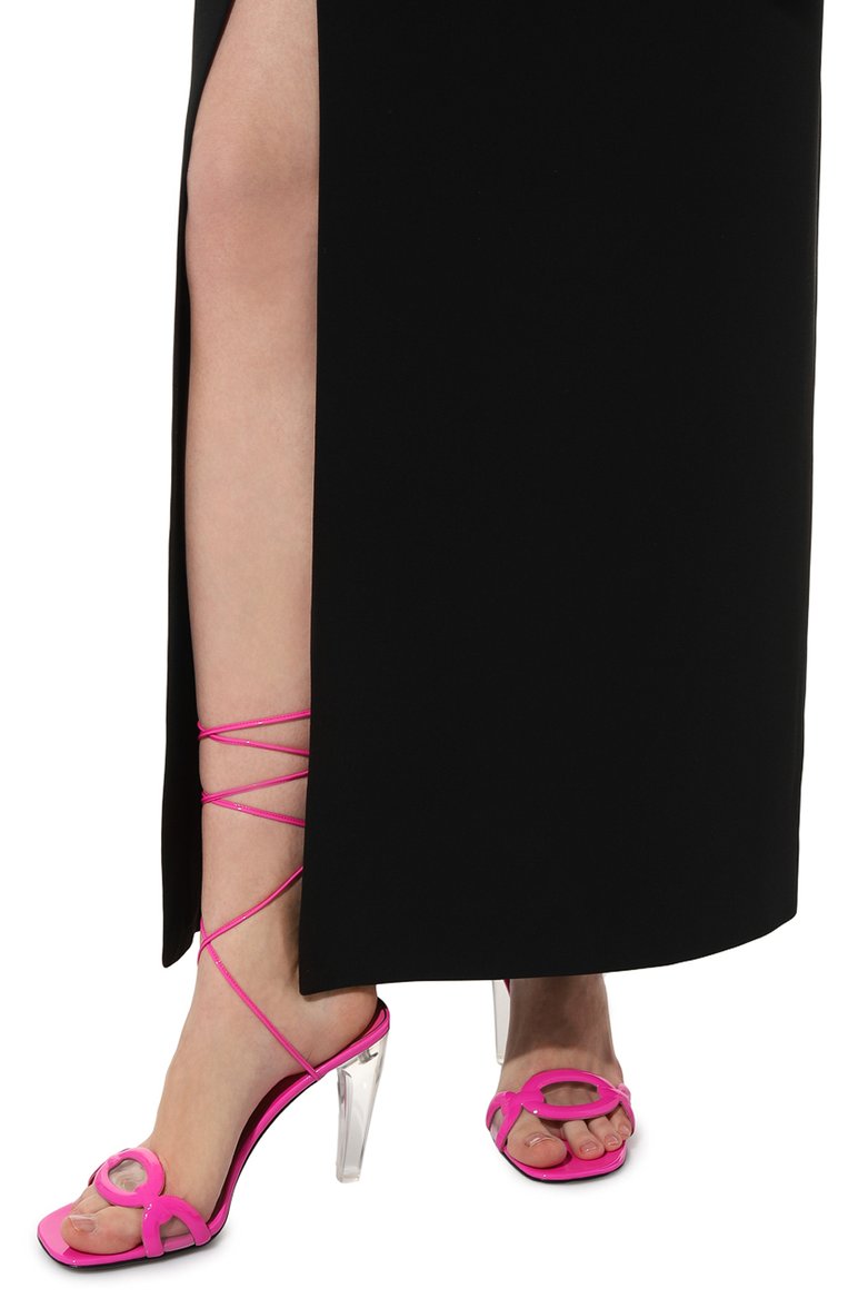Женские кожаные босоножки chain VALENTINO фуксия цвета, арт. 2W2S0GH4/LMY | Фото 3 (Каблук высота: Высокий; Материал внутренний: Натуральная кожа; Подошва: Плоская; Каблук тип: Устойчивый; Материал внешний: Натуральная кожа)
