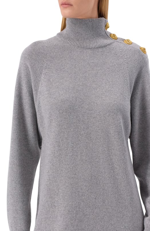 Платье из кашемира и шерсти Balmain FF0R9382/KI87 Серый  FF0R9382/KI87 Фото 5
