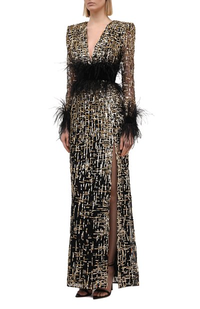 Платье с отделкой перьями ZUHAIR MURAD, арт. DRF21003/EMGT001, фото 3