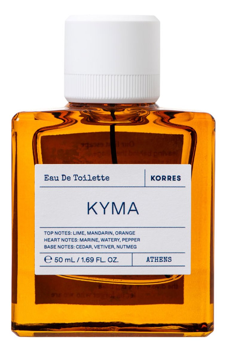 Туалетная вода kyma (50ml) KORRES бесцветного цвета, арт. 5203069116995 | Фото 1 (Региональные ограничения белый список (Axapta Mercury): Не проставлено; Нос: Не проставлено; Тип продукта - парфюмерия: Туалетная вода; Тип аромата: Акватический, Фужерный; Ограничения доставки: flammable)