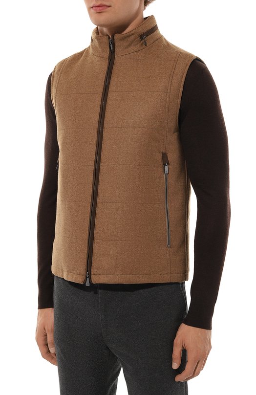 Жилет из шерсти и кашемира Corneliani 94C571-9418267 Коричневый  94C571-9418267 Фото 3