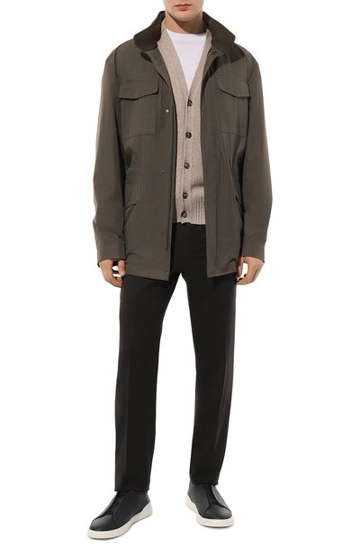 Кожаные кеды triple stitch ZEGNA темно-синего цвета по цене 83150 руб., арт. LHCV0/S4667Z, фото 2 Кожаные кеды triple stitch ZEGNA, арт. LHCV0/S4667Z, фото 2