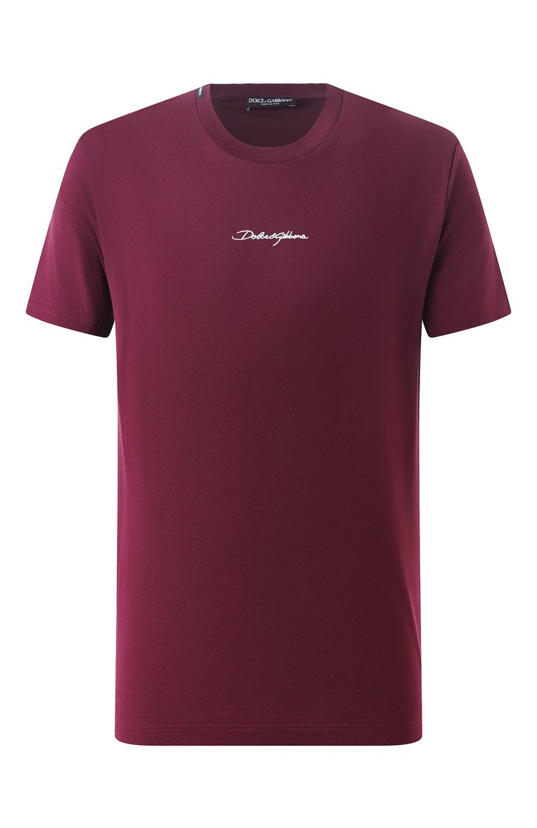 Мужская хлопковая футболка DOLCE & GABBANA бордового цвета, арт. G8RN8Z/G7NUB | Фото 1 (Материал внешний: Хлопок; Длина (для топов): Стандартные; Материал сплава: Проставлено; Рукава: Короткие; Драгоценные камни: Проставлено; Принт: Без принта; Стили: Кэжуэл; Кросс-КТ: Джерси; Мужское Кросс-КТ: Футболка-одежда)