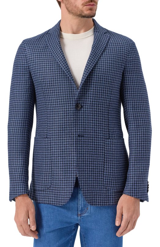 Пиджак из шелка и шерсти Zegna 1D7SG0/949703A9 Синий  1D7SG0/949703A9 Фото 4
