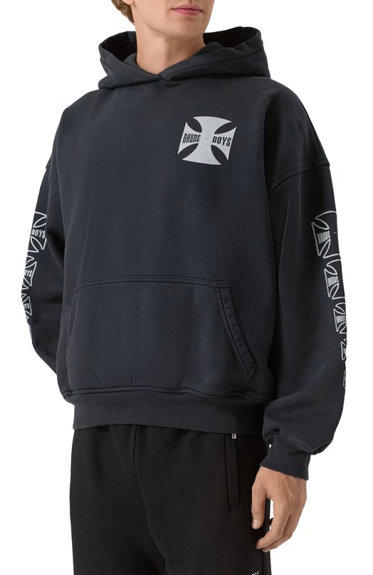 Хлопковое худи Rhude RHPF25H006012 Чёрный  RHPF25H006012 Фото 3