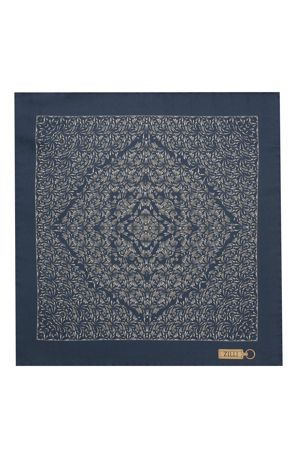 Шелковый платок ZILLI темно-синего цвета по цене 8995 руб., арт. 50706/HANDKERCHIEFS, фото 3 Шелковый платок ZILLI, арт. 50706/HANDKERCHIEFS, фото 3