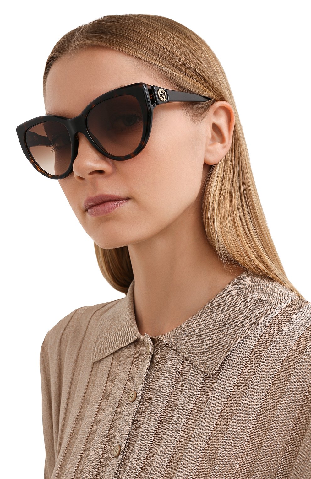 Солнцезащитные очки GUCCI коричневого цвета по цене 34000 руб., арт. GG0877S 002, фото 2 Солнцезащитные очки GUCCI, арт. GG0877S 002, фото 2