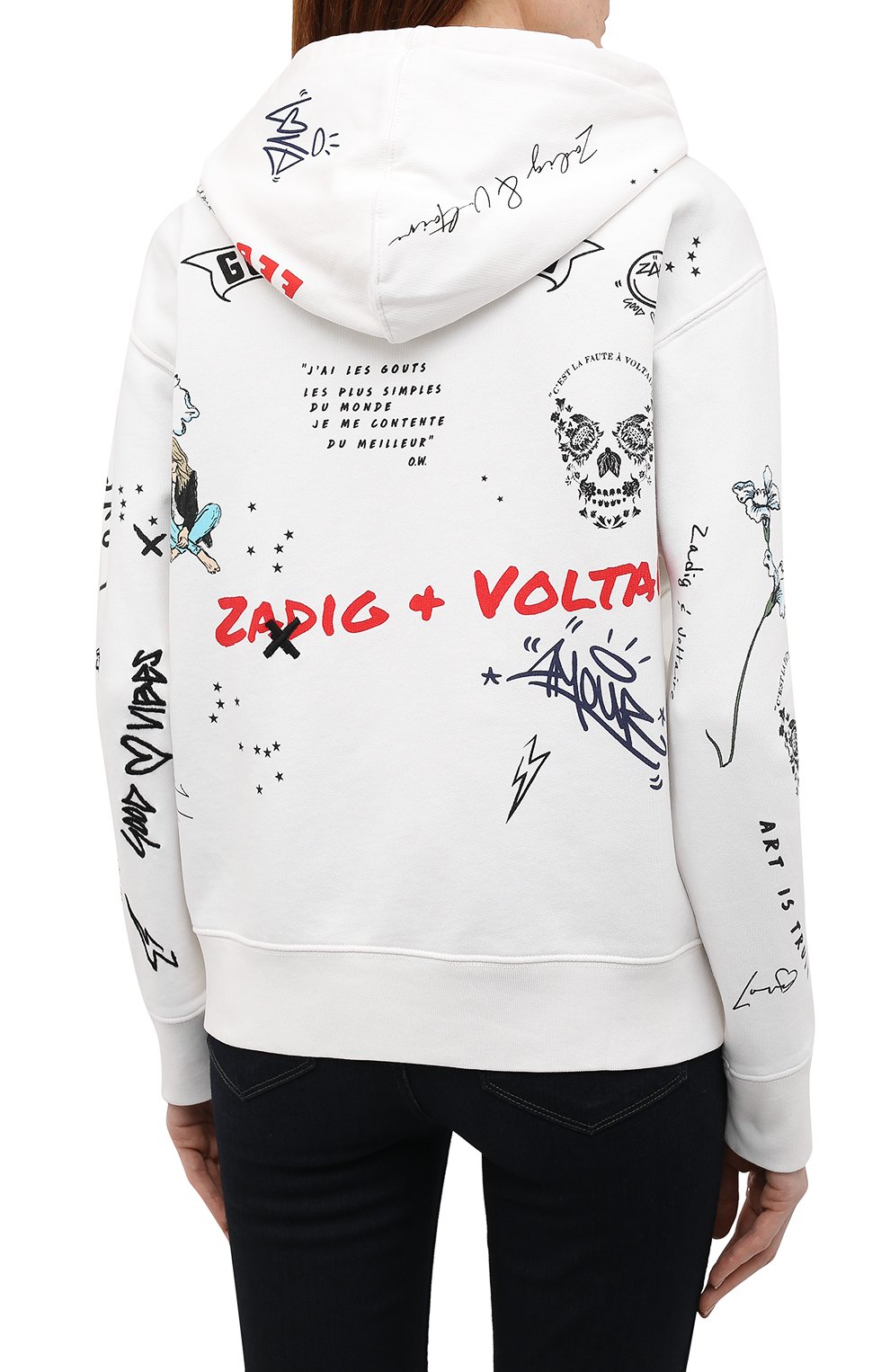 Хлопковая толстовка ZADIG AND VOLTAIRE белого цвета по цене 25700 руб., арт. SKTR7102F, фото 4 Хлопковая толстовка ZADIG AND VOLTAIRE, арт. SKTR7102F, фото 4