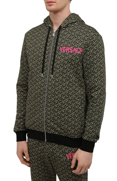 Хлопковая толстовка VERSACE хаки цвета по цене 157500 руб., арт. 1002628/1A01929, фото 3 Хлопковая толстовка VERSACE, арт. 1002628/1A01929, фото 3
