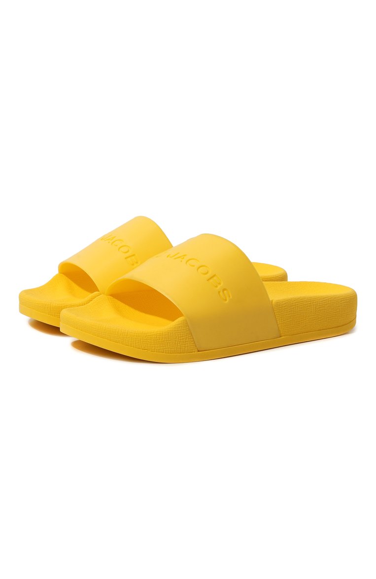 Детский шлепанцы MARC JACOBS (THE) желтого цвета, арт. W60130/27-35 | Фото 1 (Нос: Не проставлено; Материал внешний: Экокожа; Материал внутренний: Текстиль; Автоматизация состава: Проставлено)