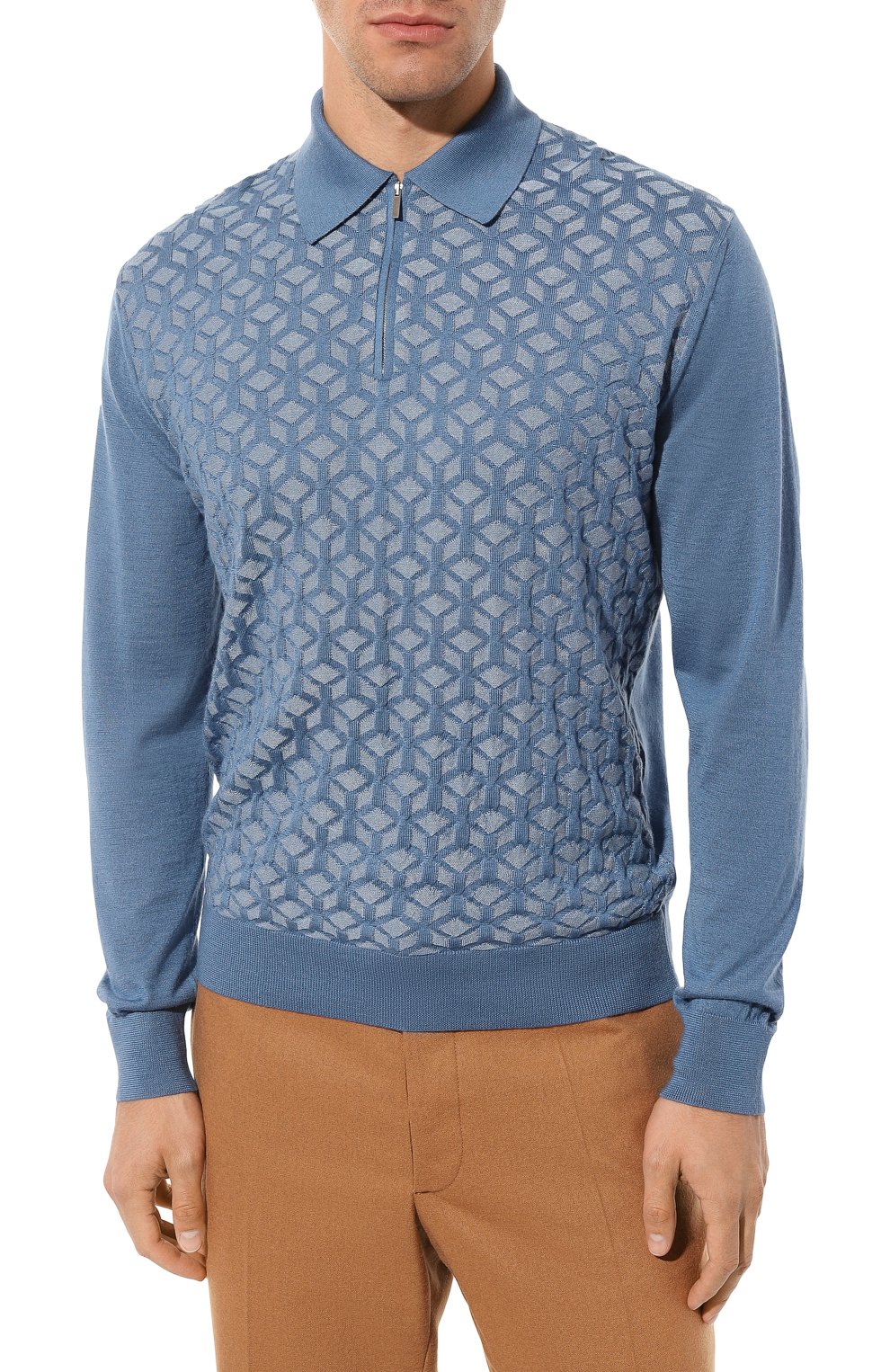 Поло из кашемира и шелка MVST голубого цвета по цене 81850 руб., арт. 222M22A679571, фото 3 Поло из кашемира и шелка MVST, арт. 222M22A679571, фото 3