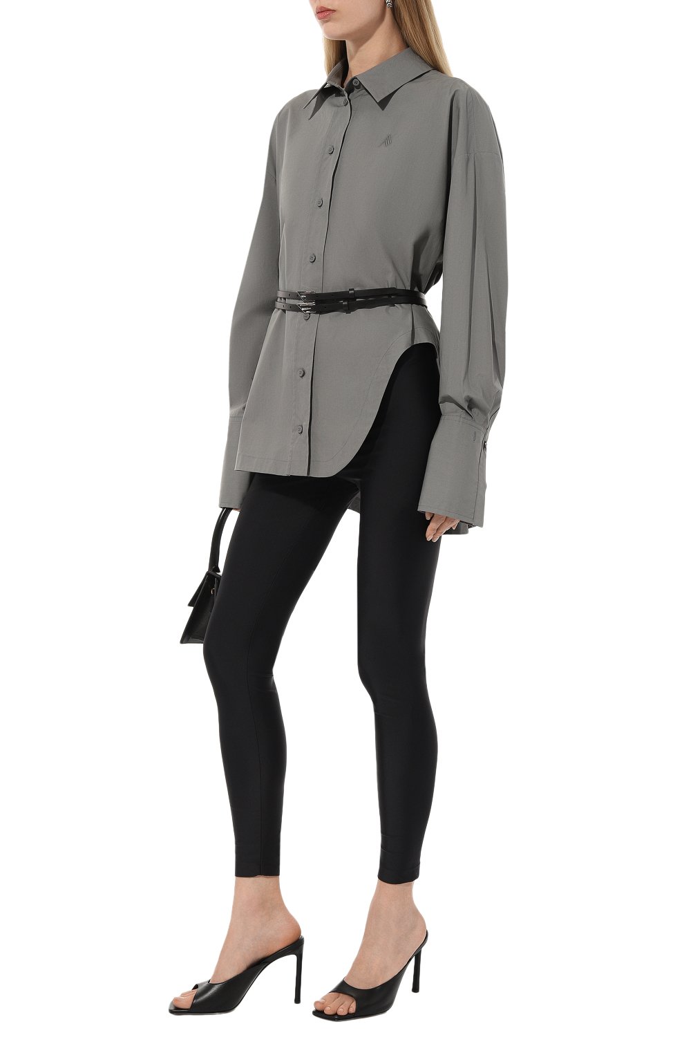 Хлопковая рубашка THE ATTICO серого цвета по цене 58750 руб., арт. 247WCH04, фото 2 Хлопковая рубашка THE ATTICO, арт. 247WCH04, фото 2