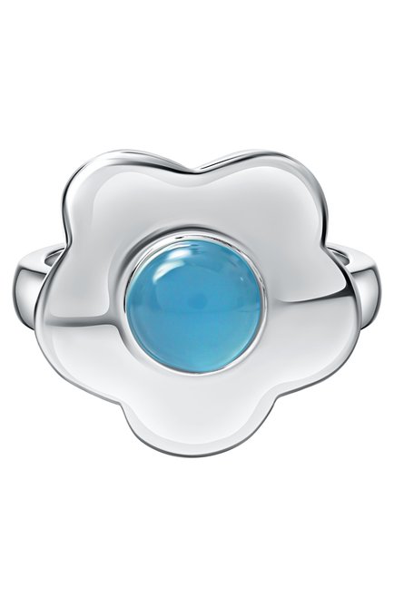 Женское кольцо big flower c голубым агатом MOONKA, арт. FLW-925SL-RG00-HLD-BL