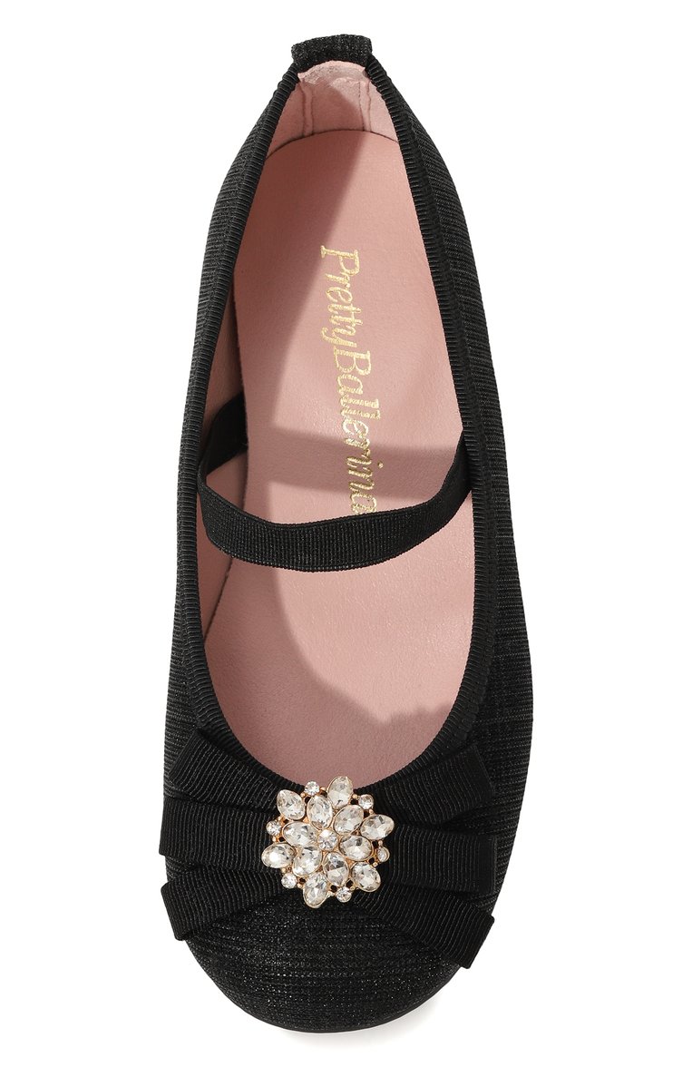 Детские туфли PRETTY BALLERINAS черного цвета, арт. 50766 | Фото 4 (Нос: Не проставлено; Материал внутренний: Натуральная кожа, Резина; Материал внешний: Текстиль)