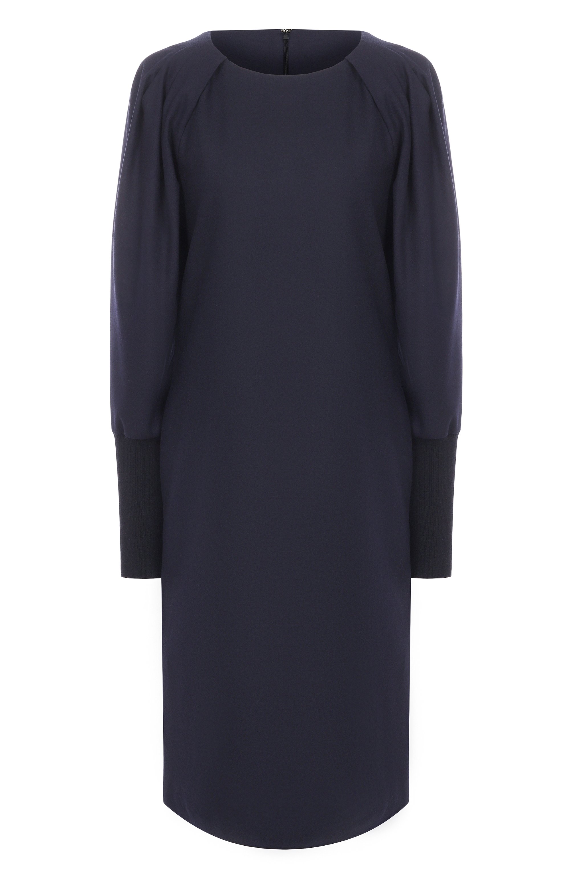 Платье из шерсти и кашемира EMPORIO ARMANI темно-синего цвета по цене 106500 руб., арт. EW002311/TE10537, фото 1 Платье из шерсти и кашемира EMPORIO ARMANI, арт. EW002311/TE10537, фото 1