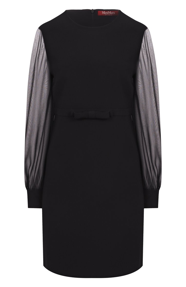 Женское платье MAX MARA STUDIO черного цвета, арт. RITM0 | Фото 1 (Длина Ж (юбки, платья, шорты): Мини; Рукава: Длинные; Материал внешний: Синтетический материал; Женское Кросс-КТ: Платье-одежда; Стили: Кэжуэл; Случай: Повседневный; Автоматизация состава: Проставлено; Автоматизация ТО: Проставлено)