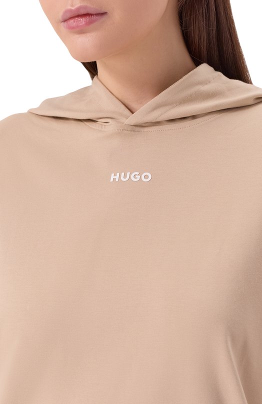 Хлопковое худи HUGO 50490594 Бежевый  50490594 Фото 5