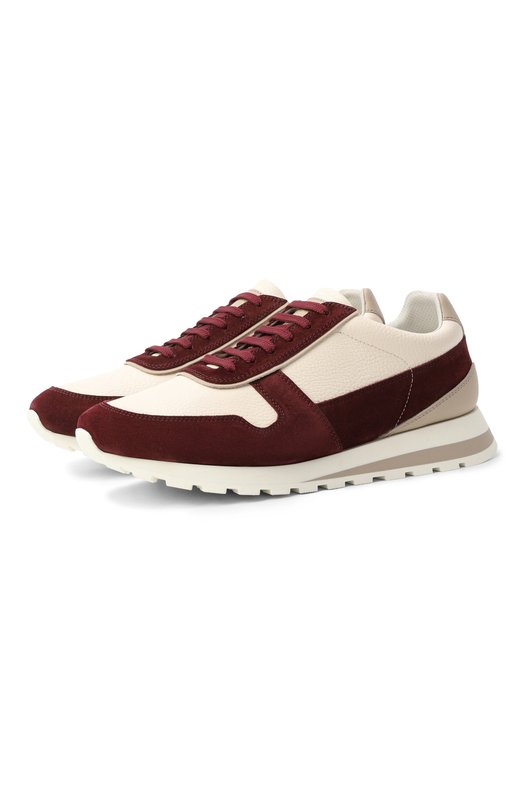 Кожаные кроссовки Brunello Cucinelli MZUESLA289 Бордовый MZUESLA289